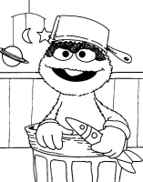 A coloring page of sesame street